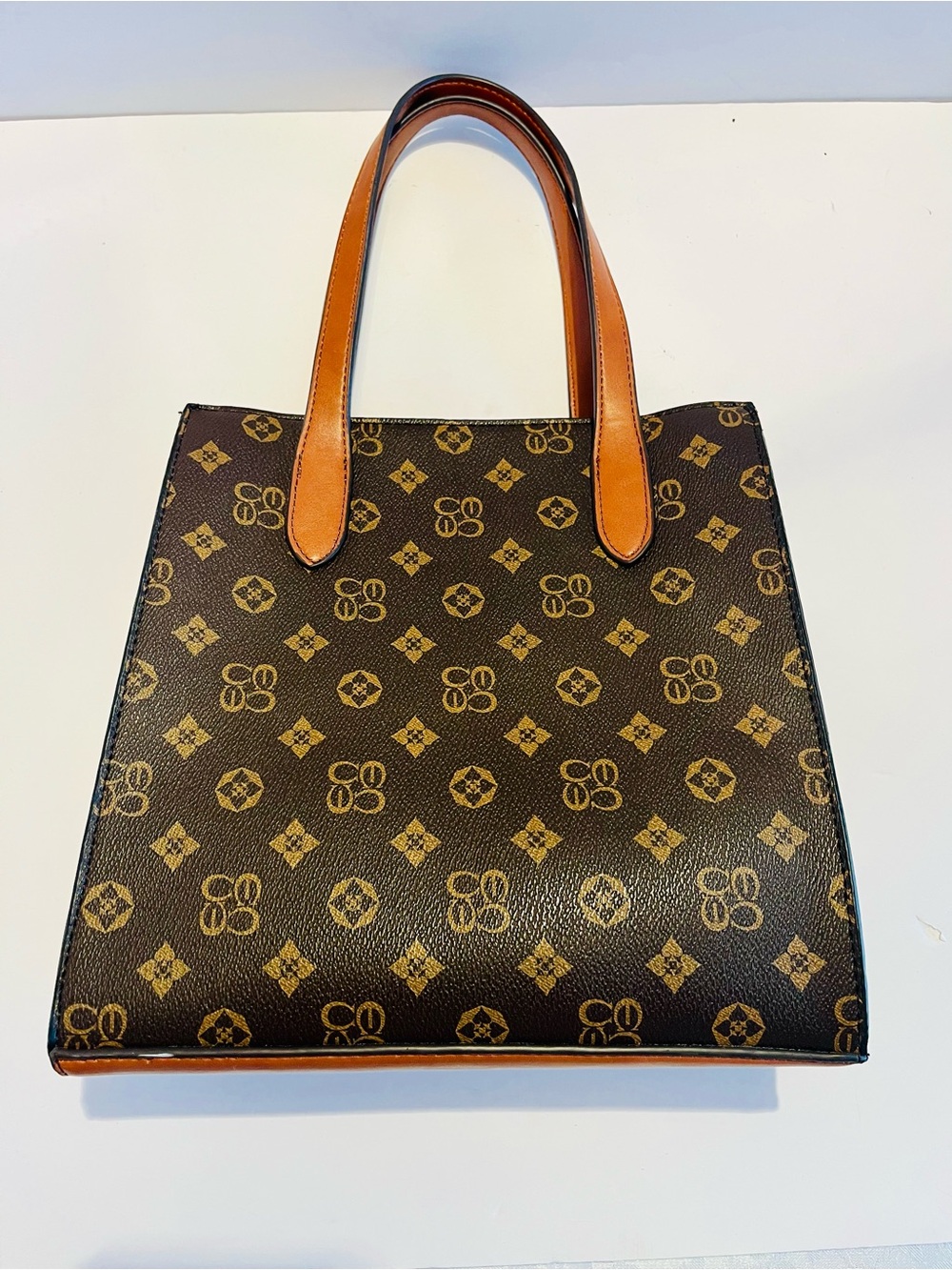 Designer Inspired Monogram Brown Tote Bag Crossbody Satchel Purse - Picture 16 of 16